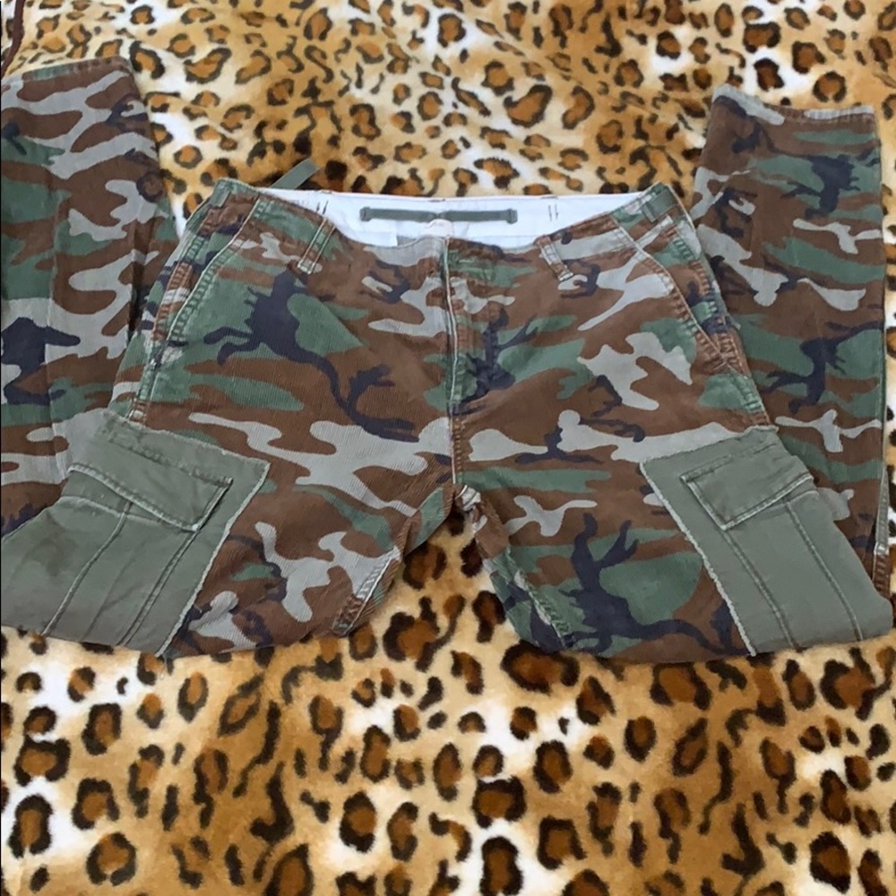 Corduroy camouflage cargo pants